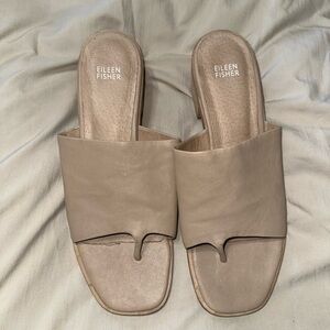 Eileen Fisher Khaki Leather Sandals